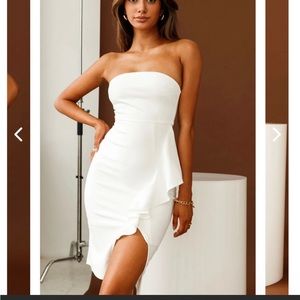 Selfie Leslie Ruffle Bandeau White Dress
